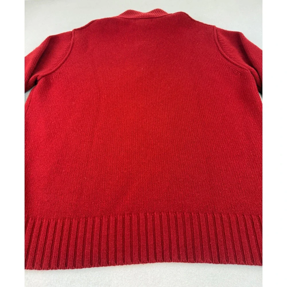 Banana Republic Sweater Mens XL Red Lambswool Cashmere Mock Neck Button 338462